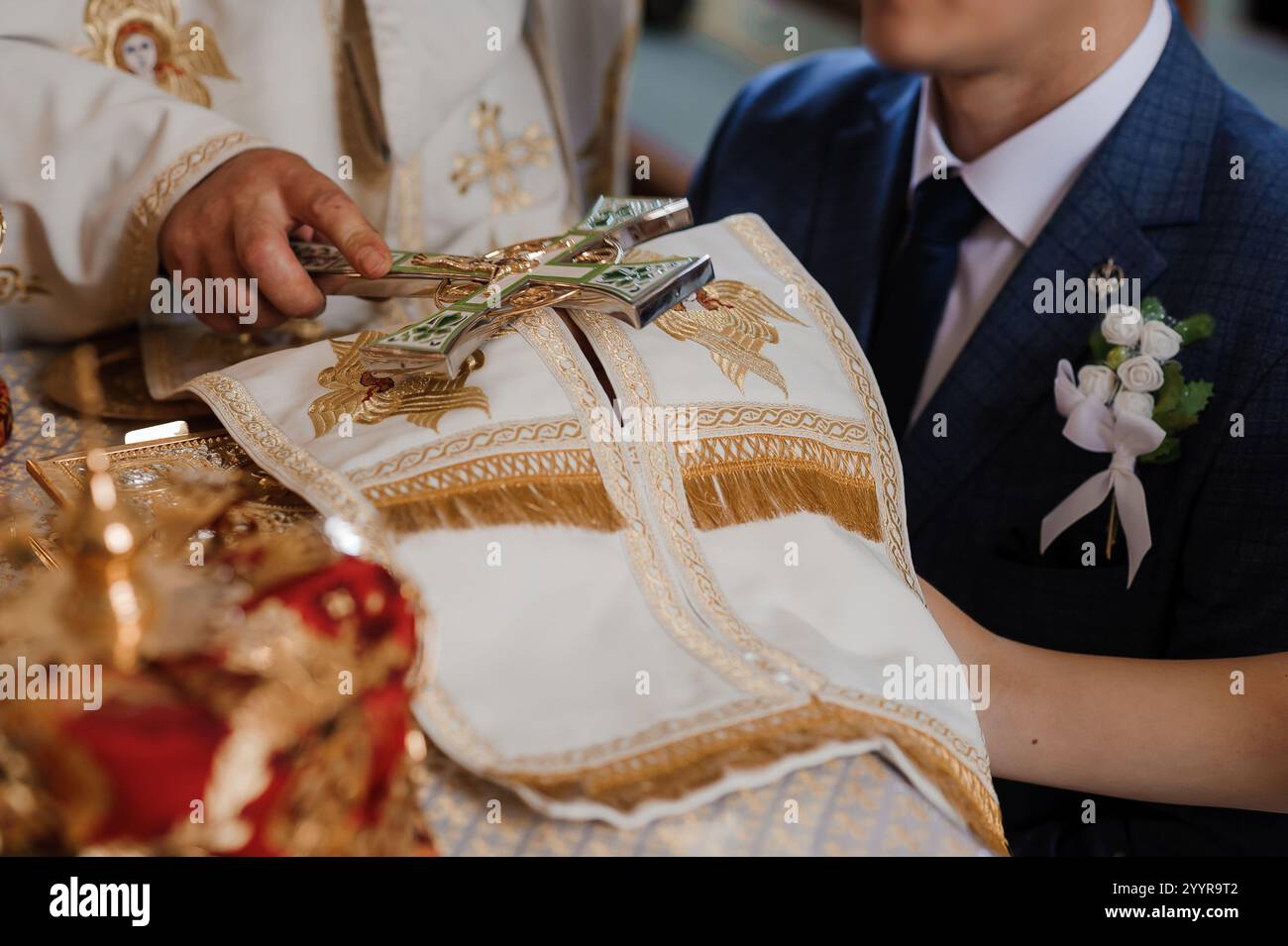 Traditional Religious Ceremony with Elegant Vestments and Crucifix ...