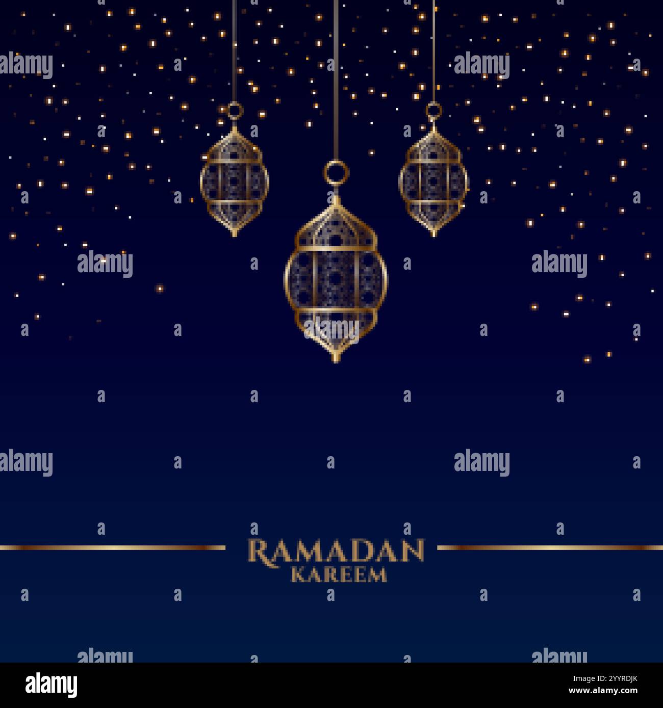 ramadan kareem card with islamic hanging lanterns Stock Vector Image ...