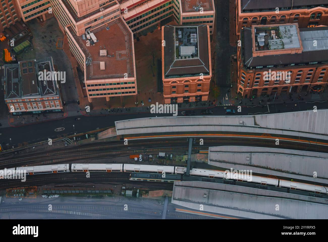 Aerial view bustling railway hi-res stock photography and images - Alamy
