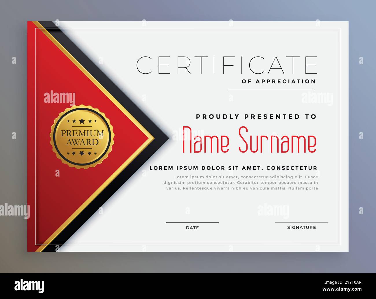stylish red geometric modern certificate template design Stock Vector ...