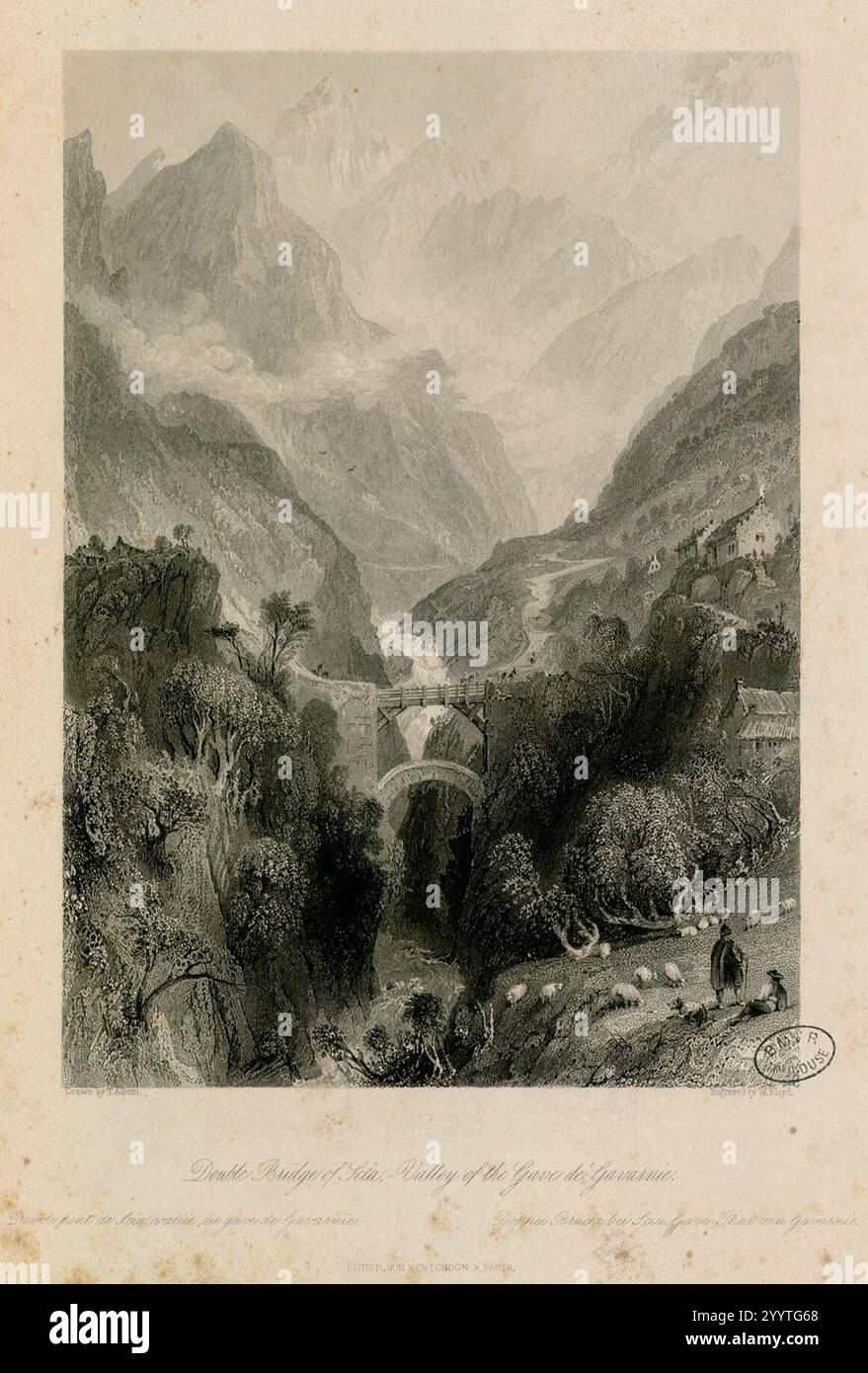 Double bridge of Scia, Valley of the Gave de Gavarnie = Double pont de ...