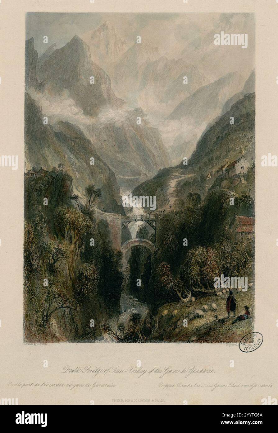Double bridge of Scia, Valley of the Gave de Gavarnie = Double pont de ...