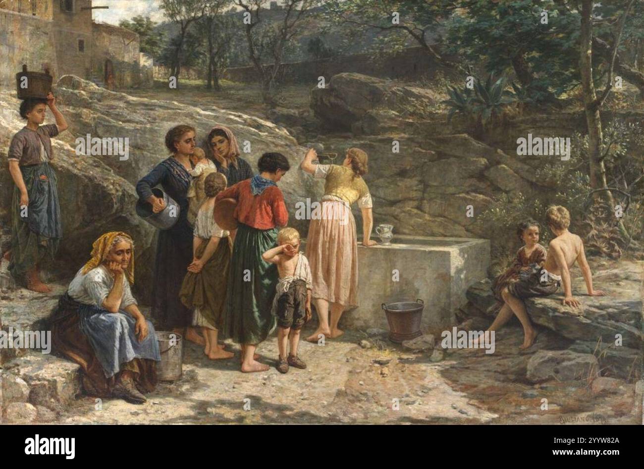 Drought (1874), by Bartolomeo Giuliano. Stock Photo