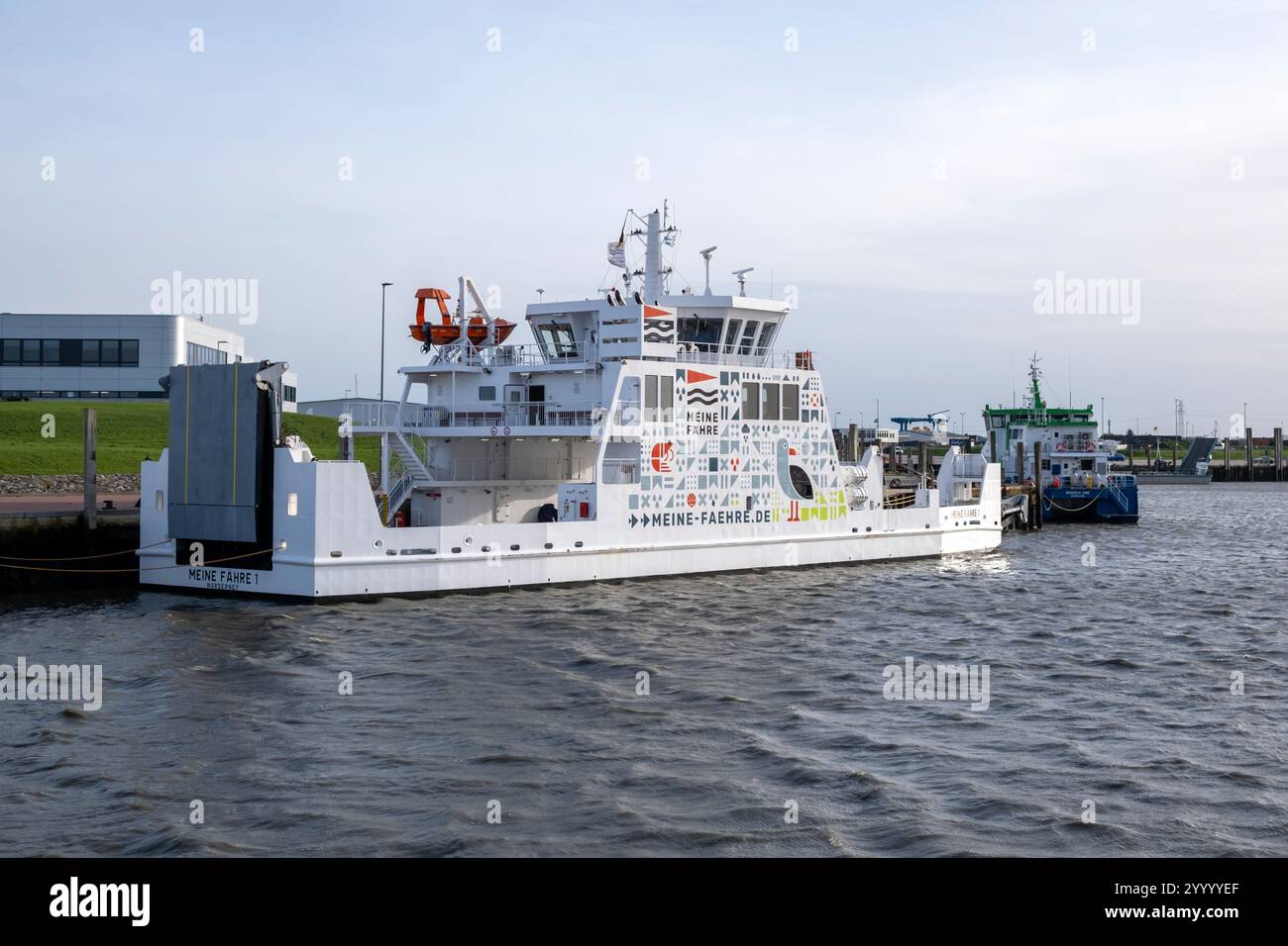 Norddeich, Lower Saxony, Germany - The ferry MEINE FAEHRE is moored in ...