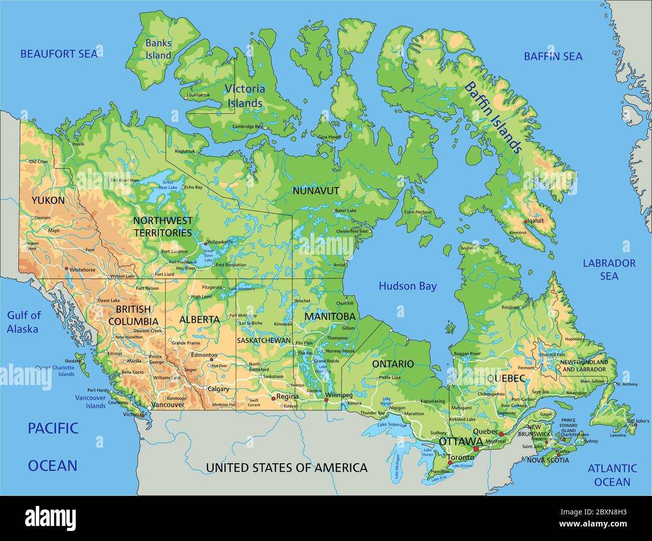 Рельеф Канады карта