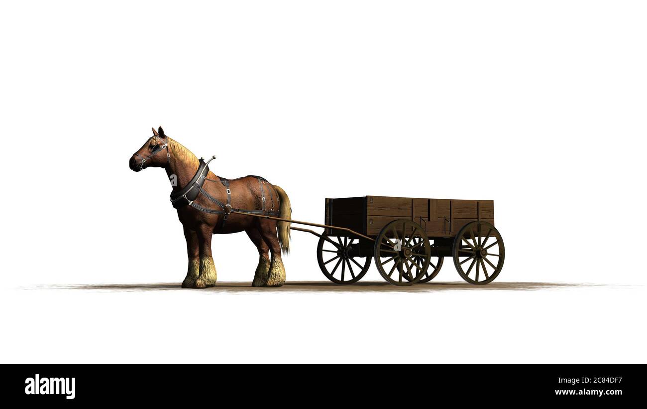 Повозка с лошадью вид сбоку