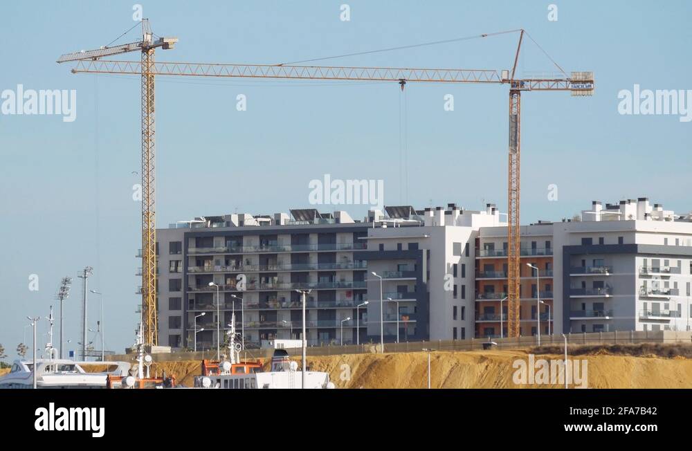 rotating tower crane construction works building 4k Stock Video Footage ...