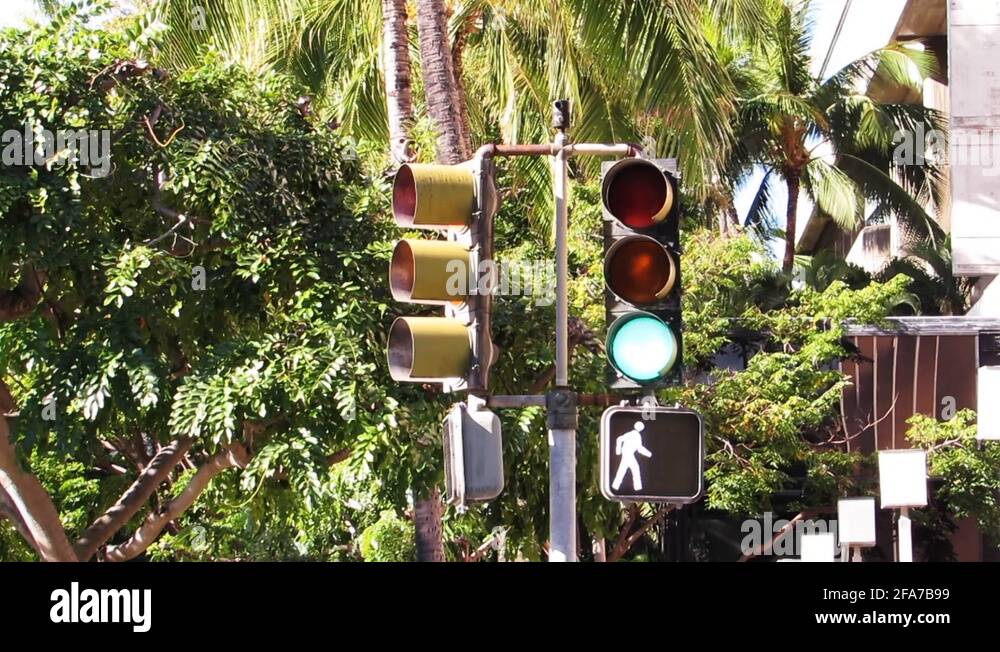 Count Down Traffic Light in Honolulu on the Island of Oahu, Hawaii Stock Video Footage Alamy