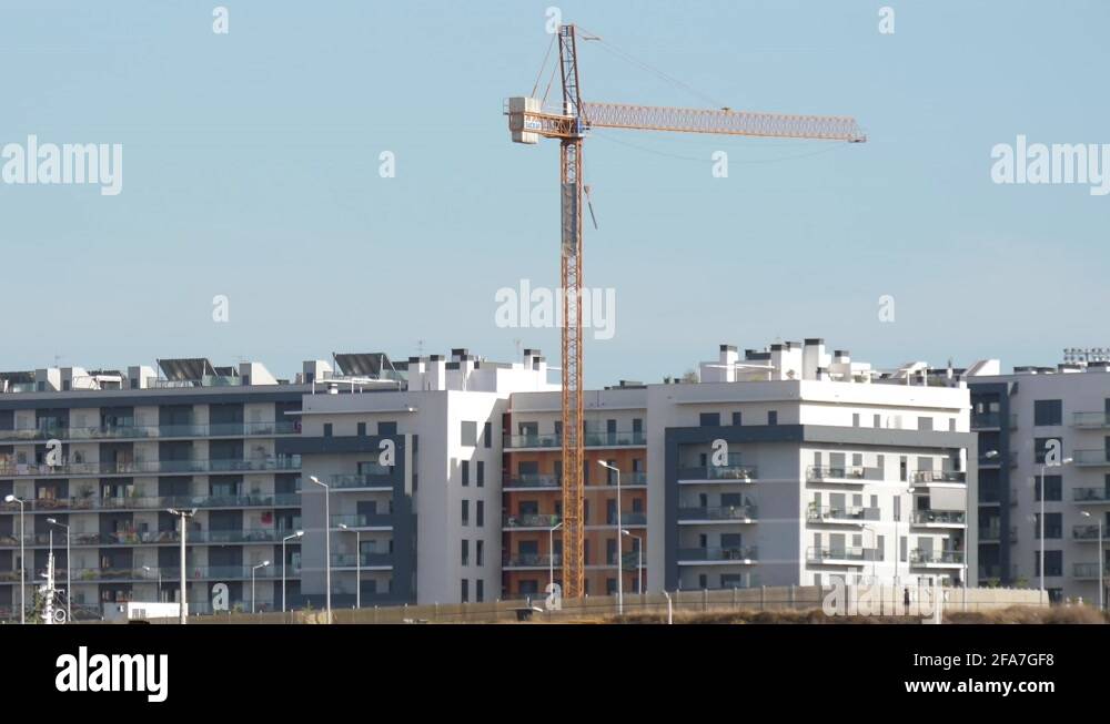 rotating tower crane construction works building Stock Video Footage ...