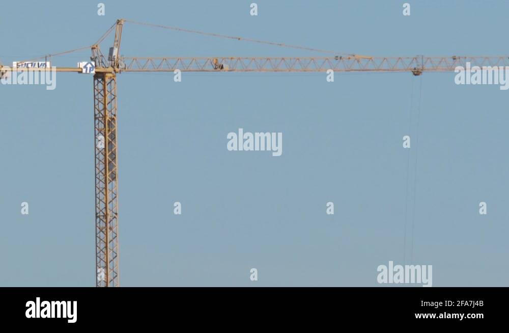 rotating tower crane construction works building Stock Video Footage ...