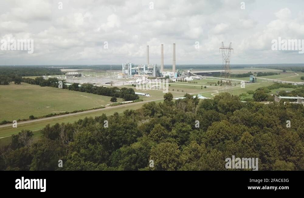 Aerial footage of Louisiana industrial plant. Mississippi River Plant