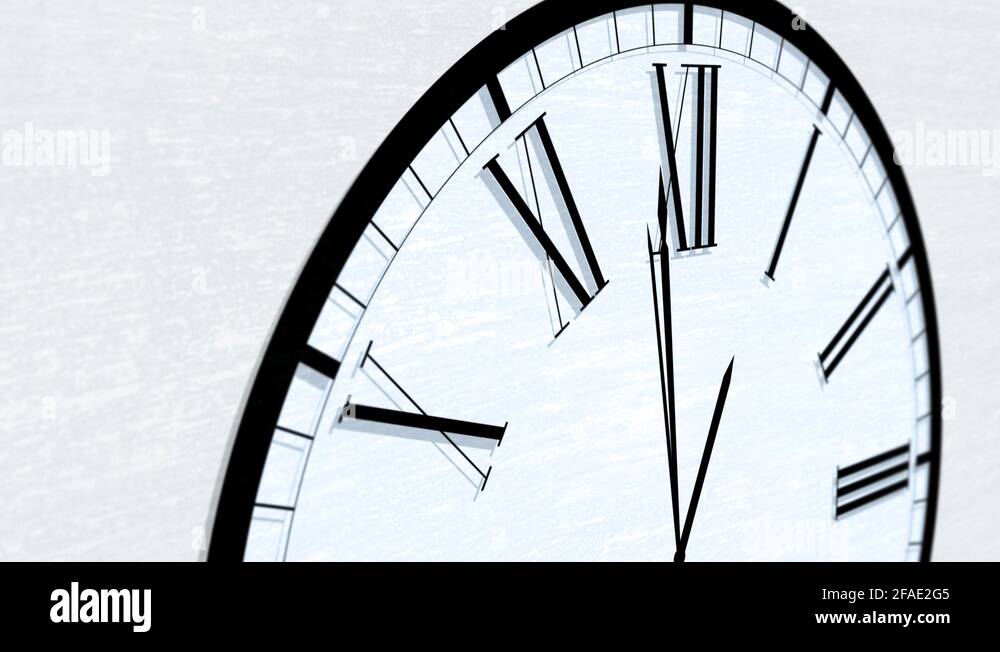 Animated Clock Time Turning Hour Series One Oclock or Midnight Stock