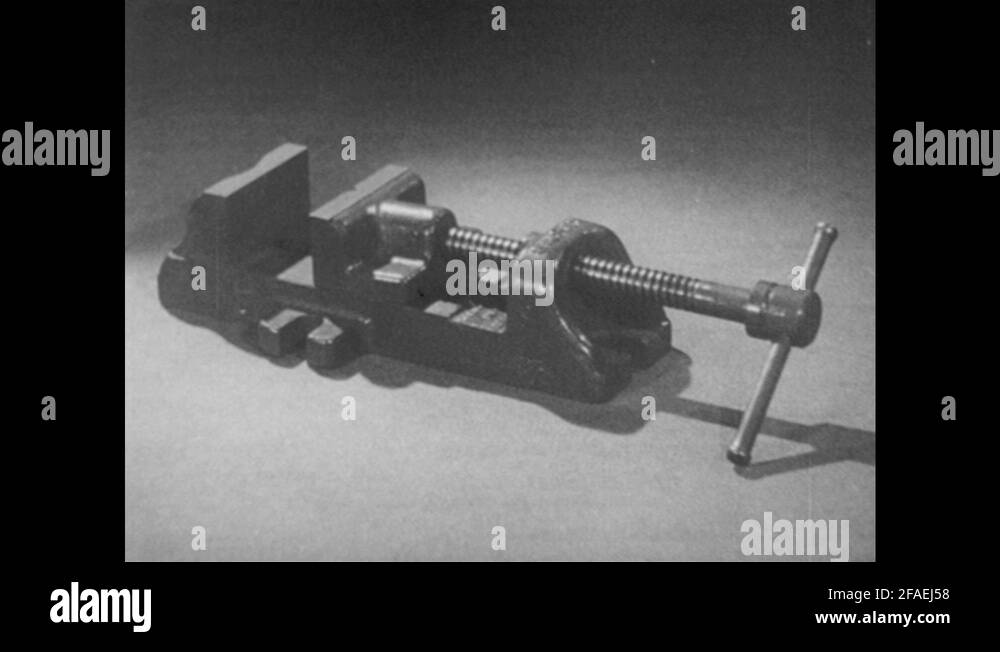 1940s Vice clamp. Clamp opens and closes. Cross section of moveable