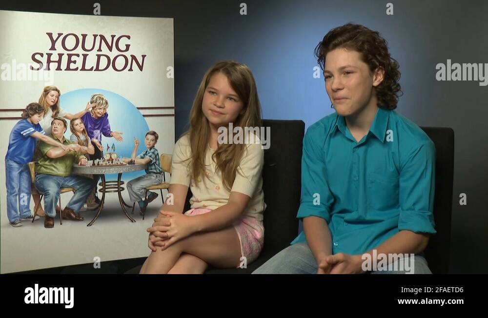 Montana Jordan and Raegan Revord talk about their series 'Young Sheldon' 2018 Stock Video