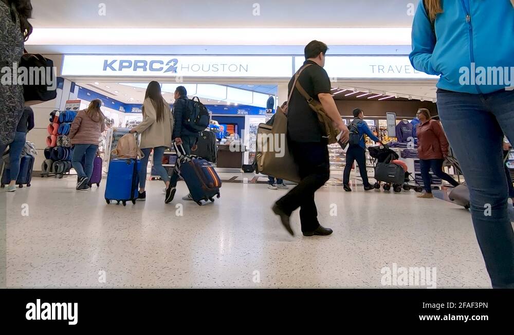 Inside of the terminal at the Houston International Airport Stock Video