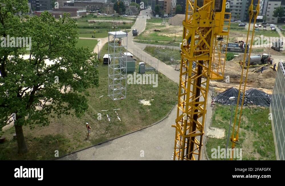 Mobile Crane Lifting Elevator Shaft Stock Video Footage Alamy