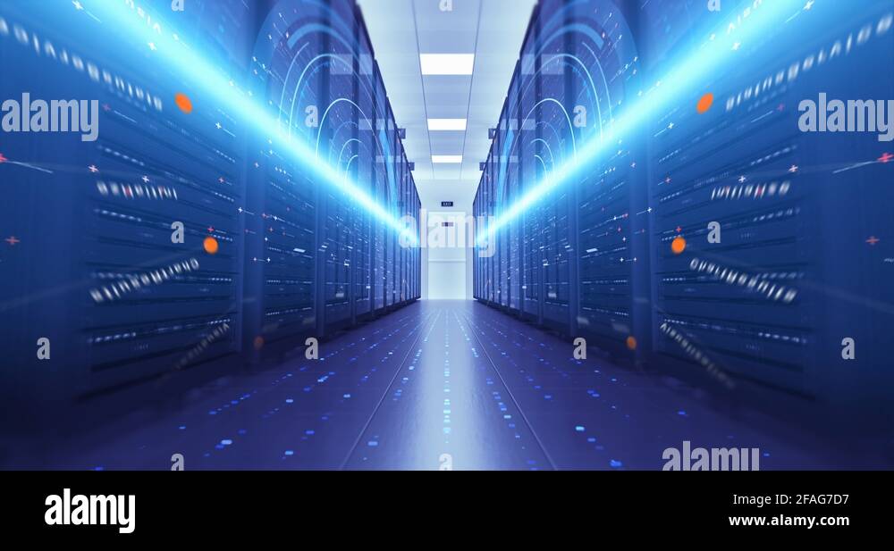 Modern Server Room Environment. Futuristic Data Center Stock Video