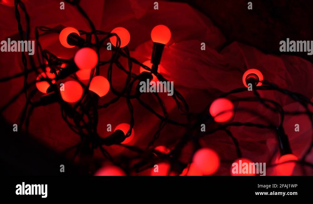 Abstract Red Christmas Lights Bokeh Background. 4K. Red Blinking