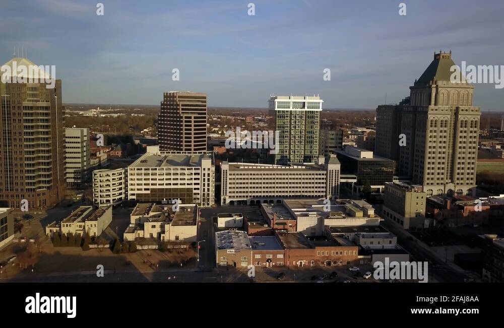 Greensboro Skyline Aerial in Greensboro North Carolina Stock Video