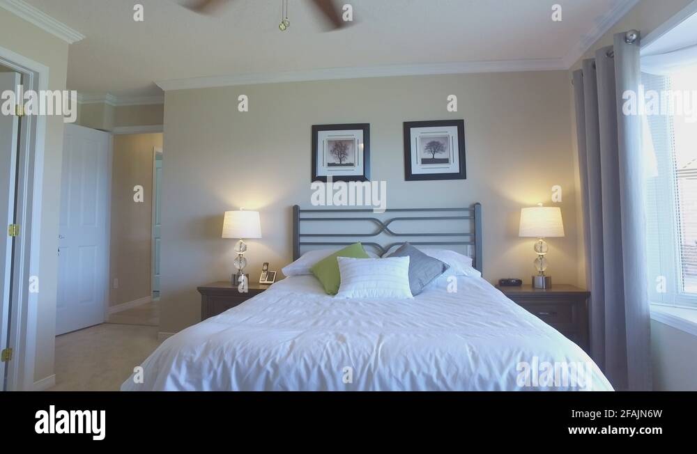 real estate master bedroom slowly approach dolly style Stock Video