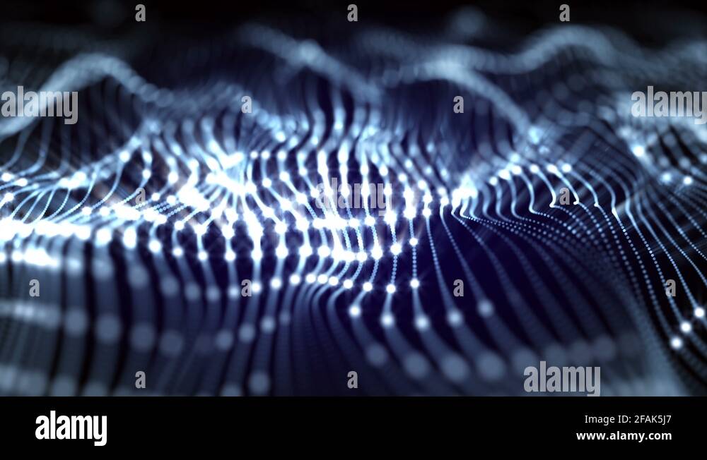 4K Abstract motion background animation shining particles digital wave ...