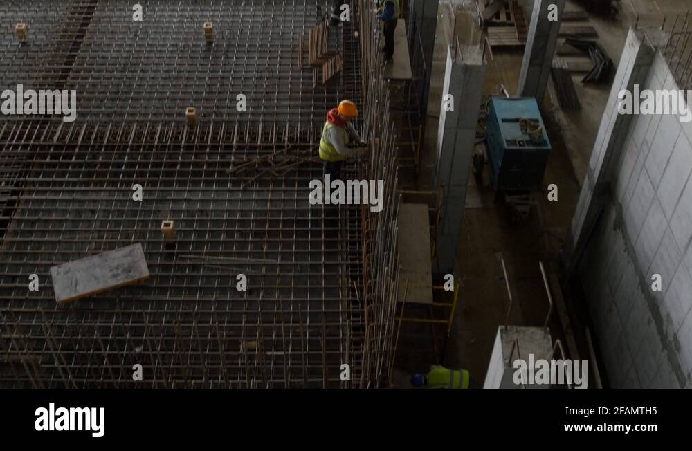 Rebar reinforcing steel construction site Stock Videos & Footage HD