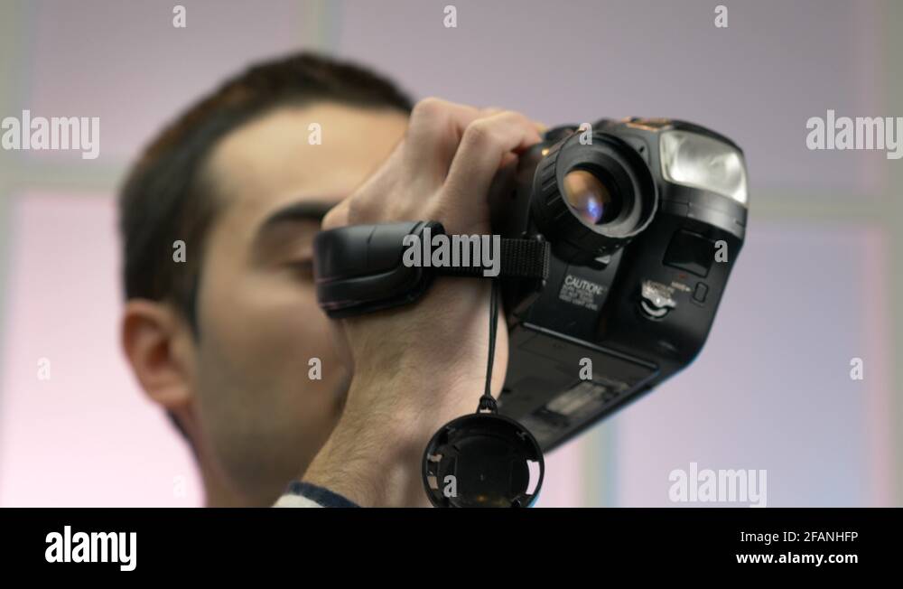 Filming Video With a Vintage VHS Retro Tape Camera Stock Video Footage