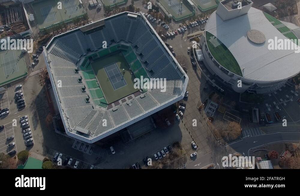 Korea, Seoul, Olympic Park Tennis Stadium, full shot, top view Stock