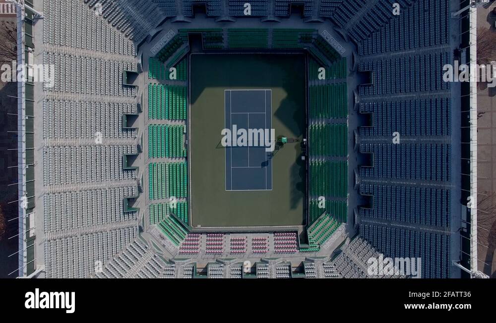 Korea, Seoul, Olympic Park Tennis Stadium, boom down, top view Stock
