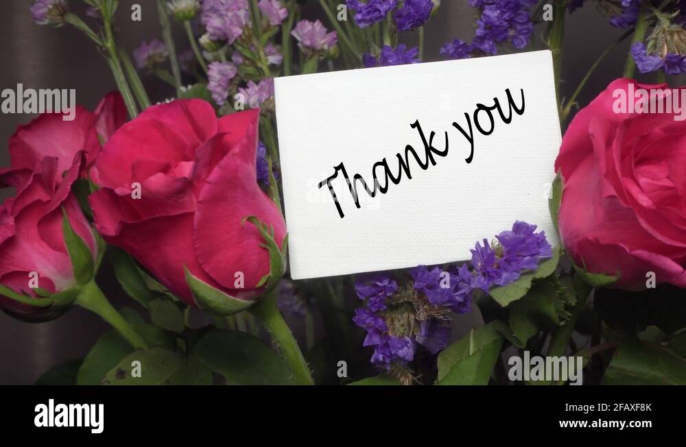 Thank you note with beautiful flower bouquet Stock Videos & Footage