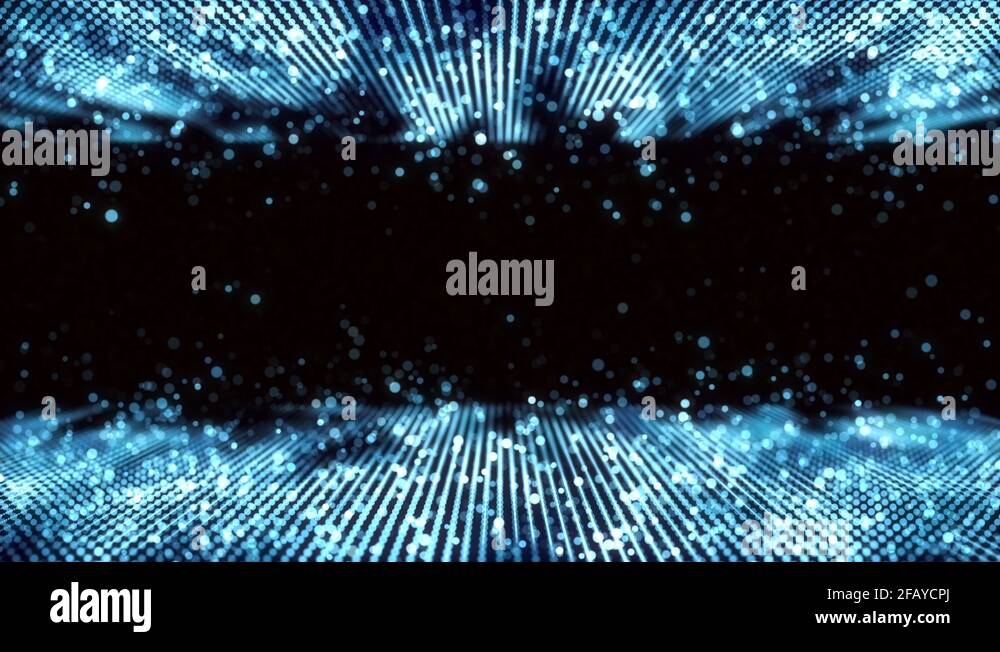 4K Abstract motion background animation shining particles string grid ...