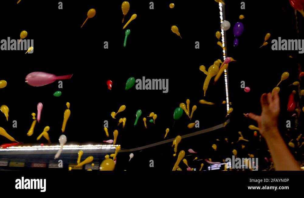 Sending off of balloons during Japanese Baseball Stock Video Footage