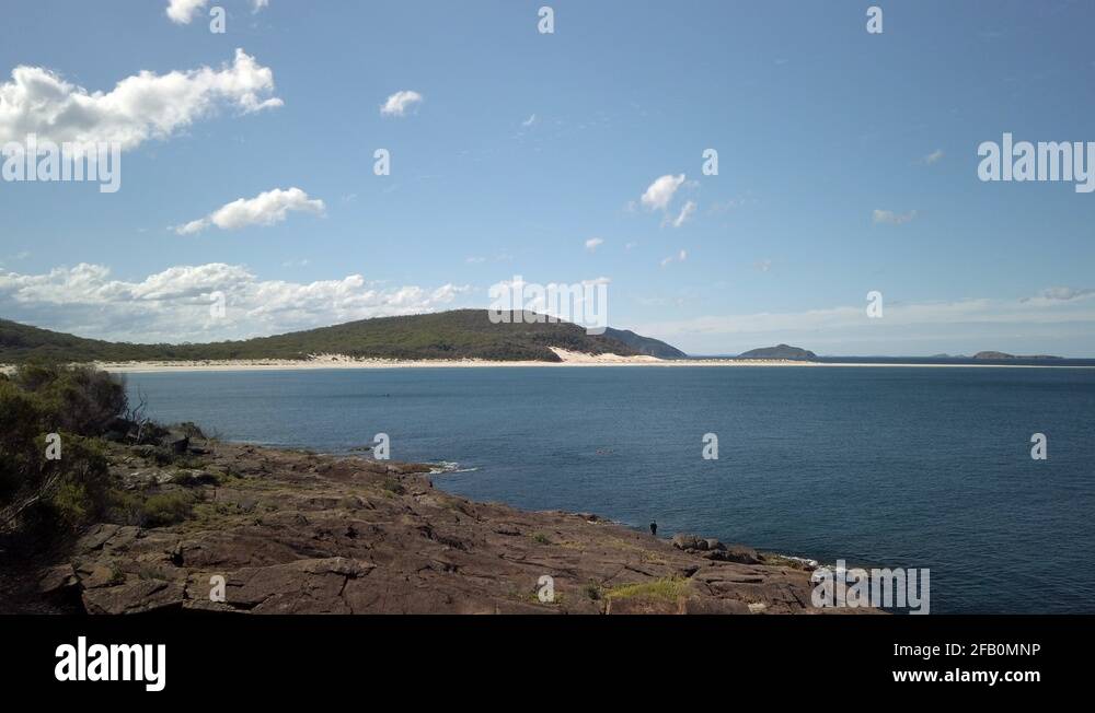 Majestical coastline of Fingal Bay at Port Stephens Australia Stock