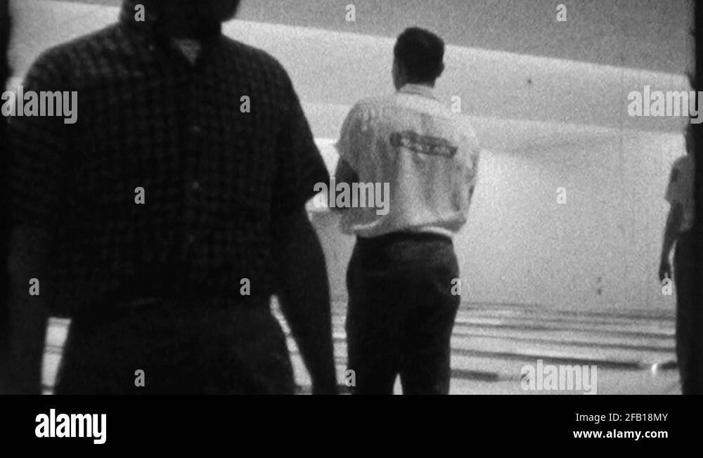 Man Throws Bowling Ball Alley Bowler Sport 1960s Vintage Film Home