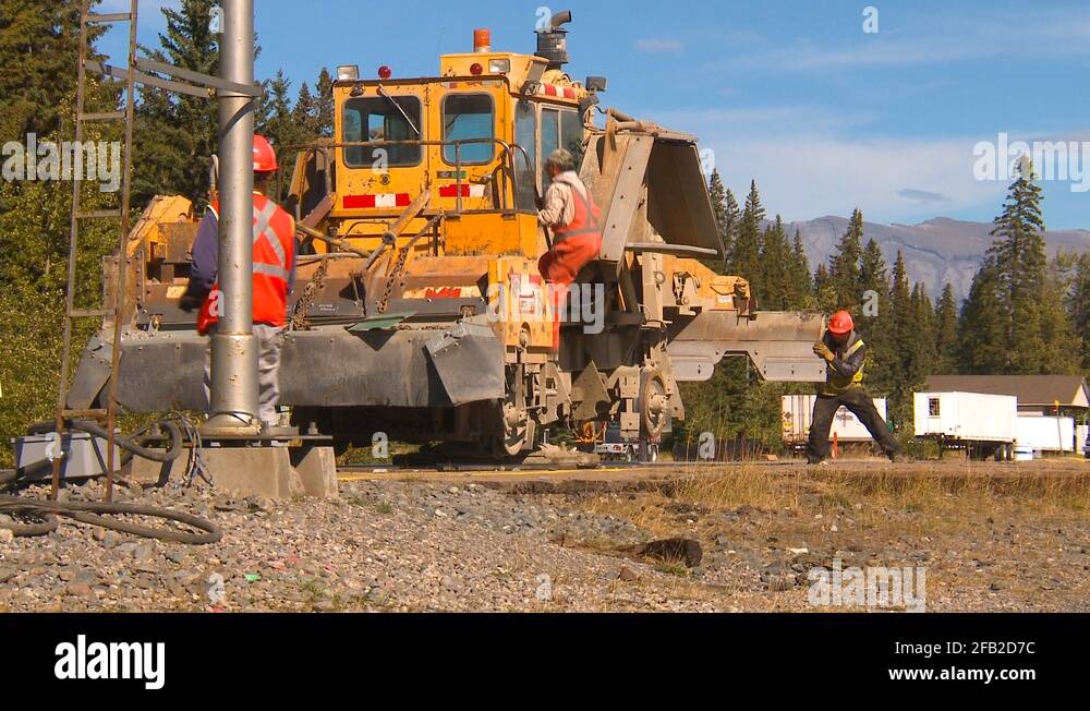 railroad, self propelled ballast regulator maintenance unit being