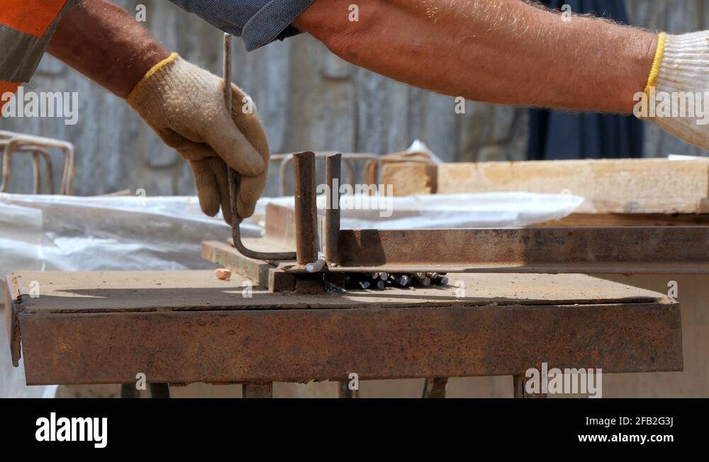 A reinforcing iron and rebar worker Stock Videos & Footage HD and 4K