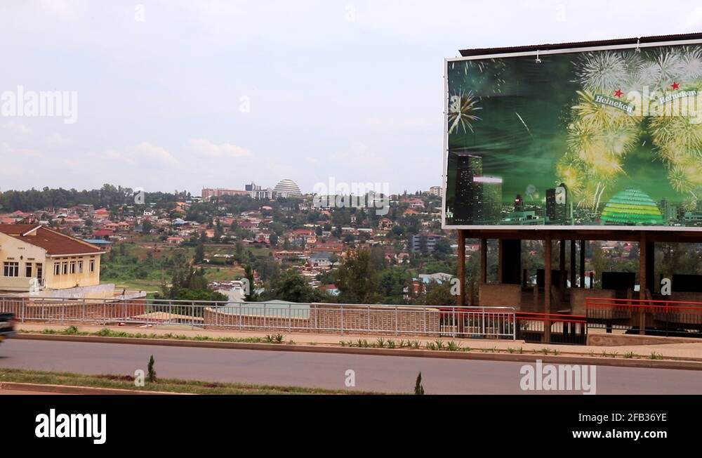 Road traffic on Sonatube Road in Kigali, Rwanda, in March 2019 Stock