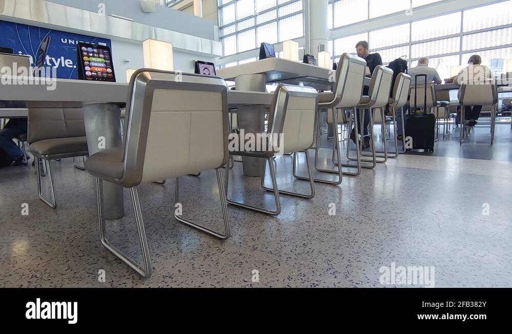 Inside of the terminal at the Houston International Airport Stock Video