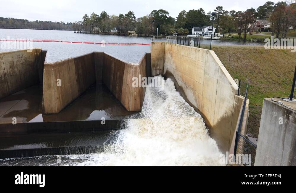 Hope Mills Dam Spillway reveal top to bottom Stock Video Footage Alamy