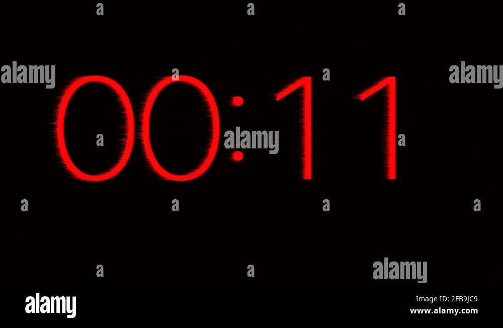 Digital clock timer counting down from 12 to 0 seconds with motion