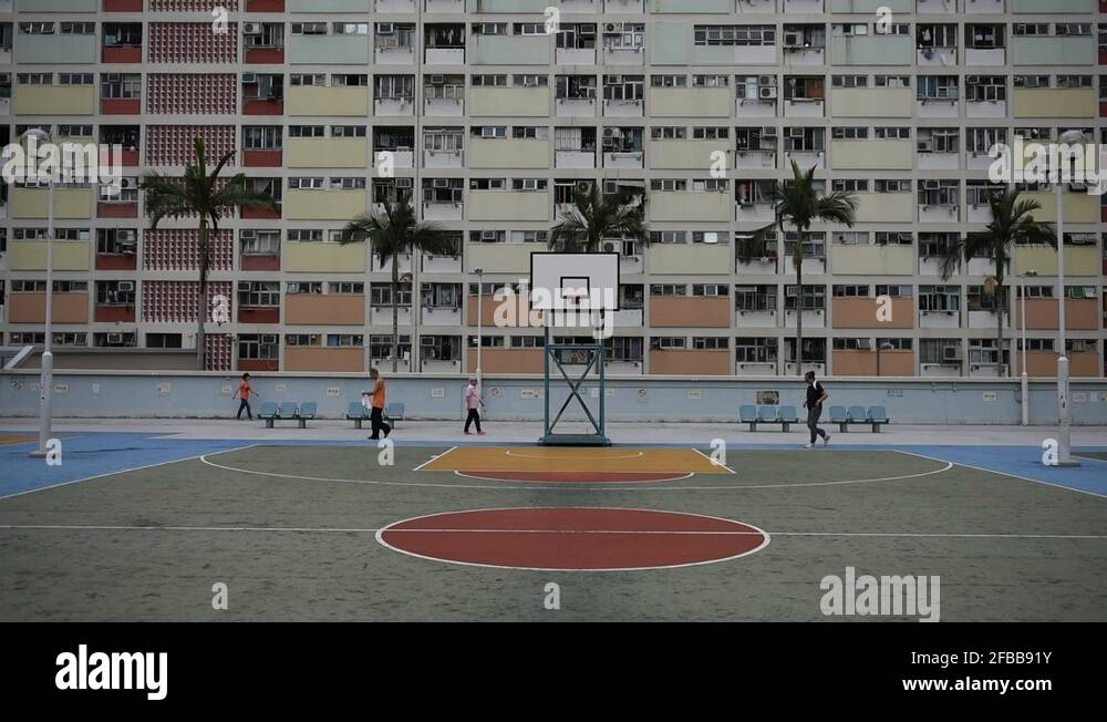 The famous basketball court in Hong Kong. The Rainbow Estate in Hong