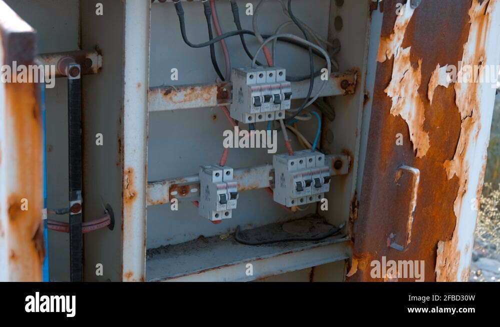The electrical box with the switches inside is all rusty and looks