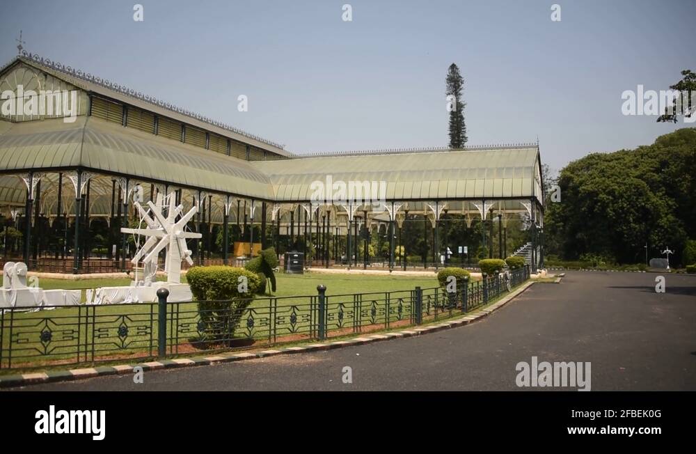 Glass house at Lalbagh Botanical Gardens, Bangalore, Karnataka, India Stock Video Footage Alamy