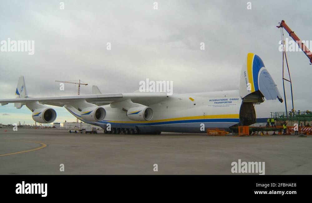 Aircraft, Antonov AN225 big dolly shot across tarmac Stock Video ...