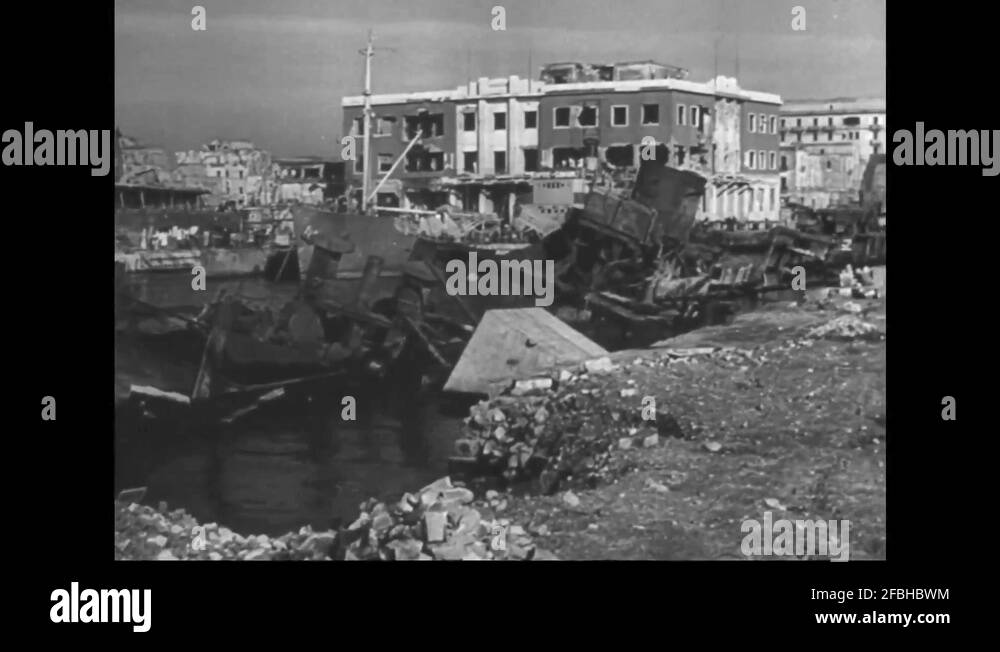 WW2 View of bombed and destroyed city Stock Video Footage Alamy