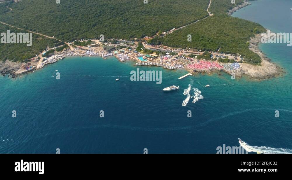 Budva Montenegro Beach Party Destination Coast Drone Aerial 4k Stock ...