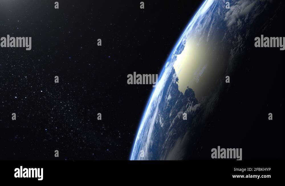 Earth From Space The Camera Approaches The Earth And Rotates To The