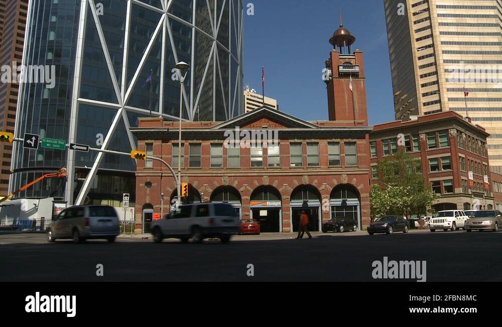 architecture, Calgary, old number 1 fire hall, montage Stock Video