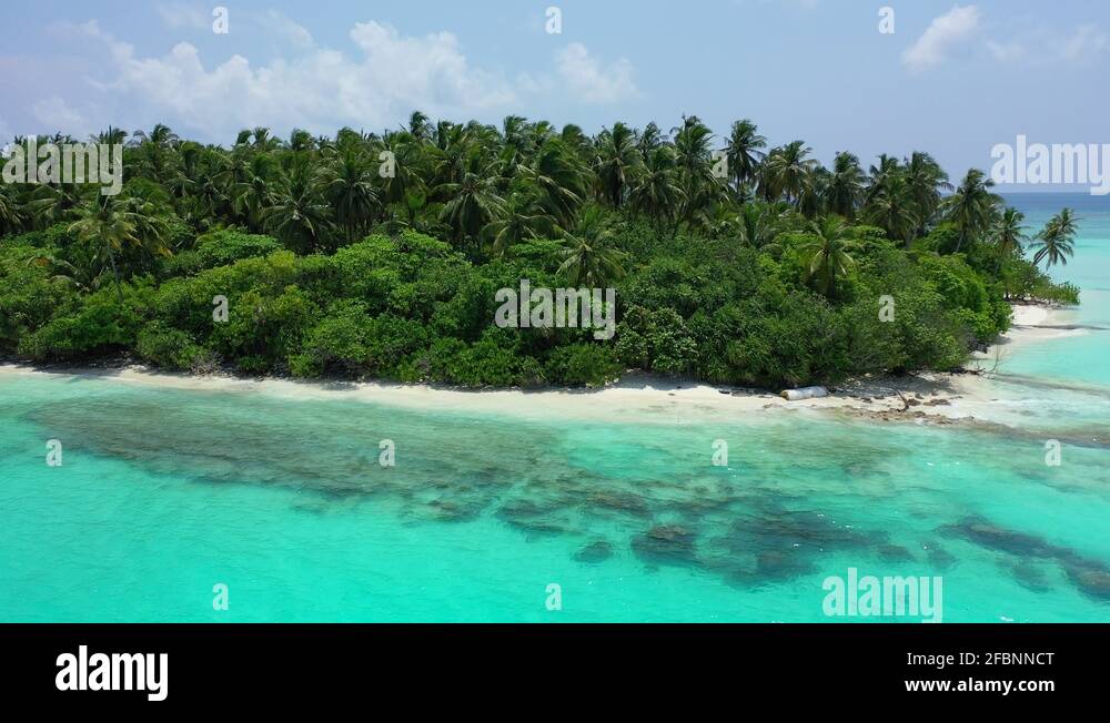 Small Uninhabited Island in the Philippines. Palm Trees Smooth Camera