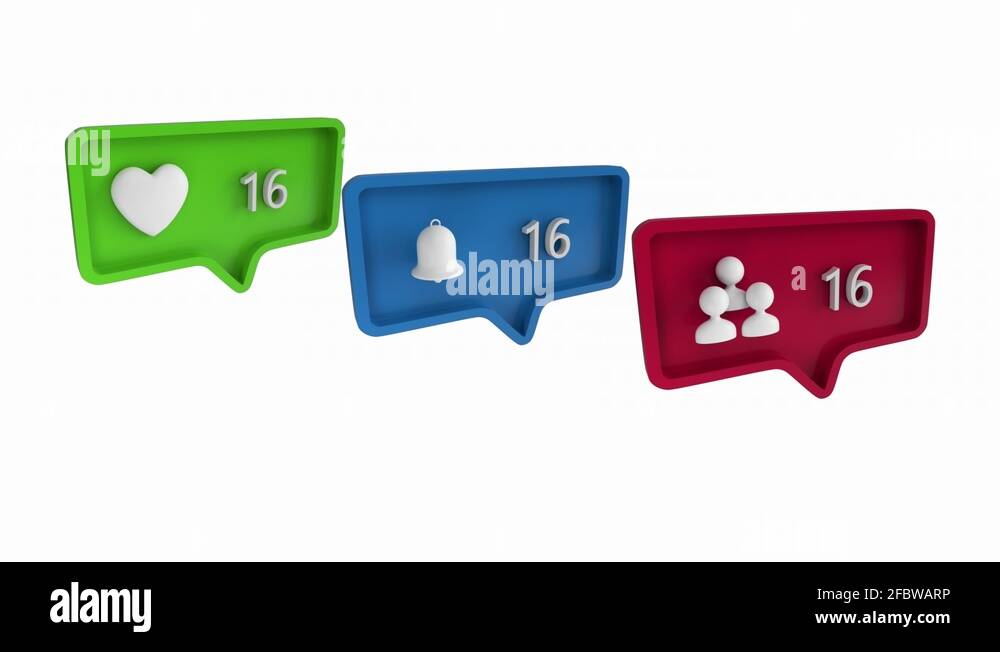 Icons with increasing count in social media Stock Video Footage - Alamy